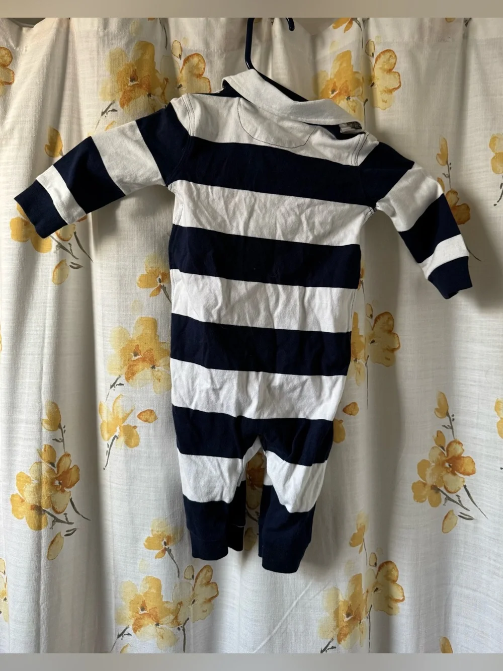 Ralph Lauren Blue/White Striped Baby Romper